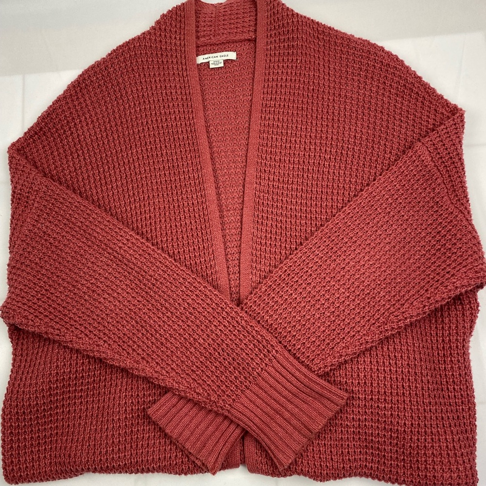 American Eagle- Sweater. Orange . Size M. Open front.